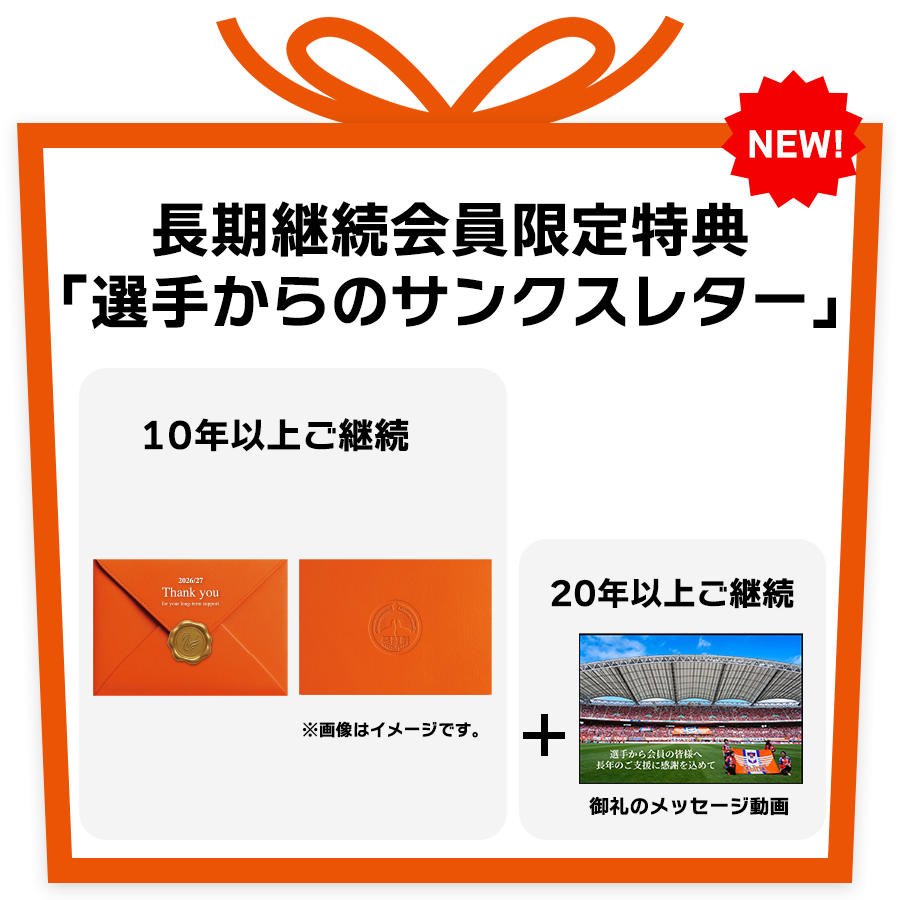 長期継続会員限定特典「選手からのサンクスレター」