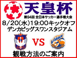 8月20日（水）第94回天皇杯全日本サッカー選手権大会3回戦観戦方法のご案内