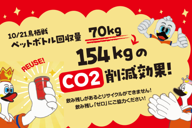 【SMILEエコ活動報告】10月ホームゲーム ペットボトル回収量ならびにCO2削減状況のお知らせ