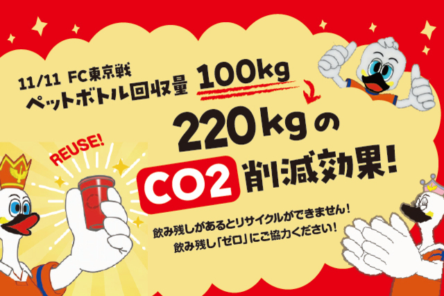【SMILEエコ活動報告】11月ホームゲーム ペットボトル回収量ならびにCO2削減状況のお知らせ