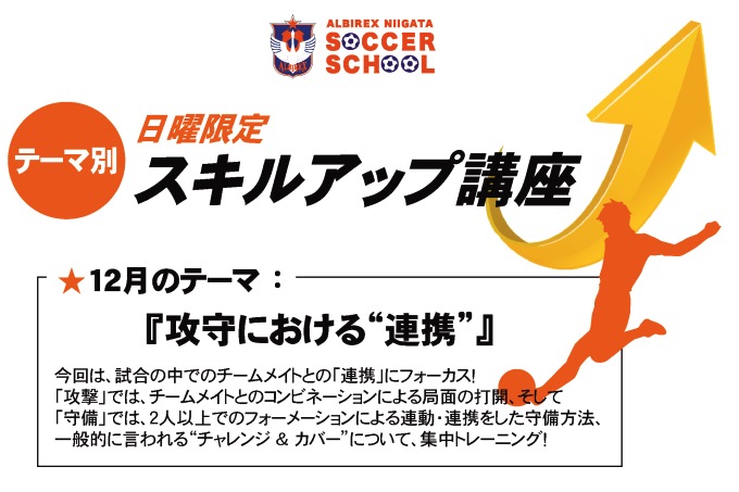 日曜限定短期スクール スキルアップ講座 12月開催のお知らせ アルビレックス新潟 公式サイト Albirex Niigata Official Website